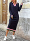 Elegante vestido de punto colorido de inspiración francesa con cuello de solapa