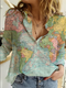 Janet - Camiseta con estampado de mapa del mundo