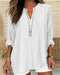 Blusa donna collo alto lino cotone stile casual comodo
