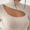 Pull col roulé à manches longues pour femme avec poitrine creuse