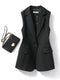 Gilet classico da donna monopetto senza maniche con collo a revers