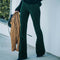 Harriet - Pantalón de mujer de talle alto, micro acampanado y corte entallado en un solo color