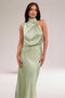 Robe élégante en satin à décolleté plongeant pour femme