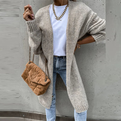 Cardigan de cachemira de mujer elegante - longitud media y caliente para otoño/invierno