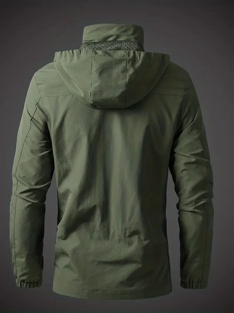 Chaqueta anti -pastas para hombres impermeables con capucha y bolsillos para uso externo