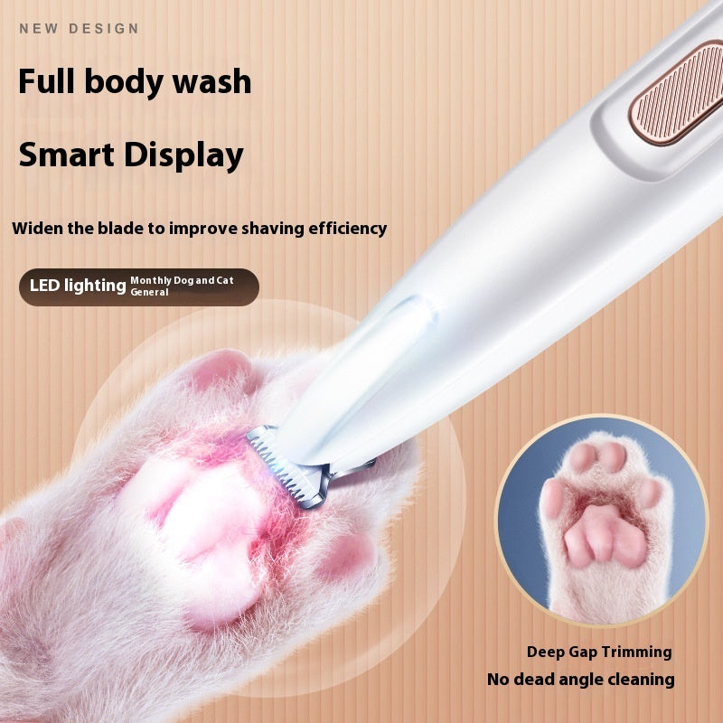 Trimmer impermeabile per cani e gatti con luce LED e ampia lama in acciaio inox