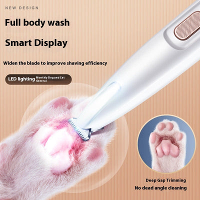 Trimmer impermeabile per cani e gatti con luce LED e ampia lama in acciaio inox
