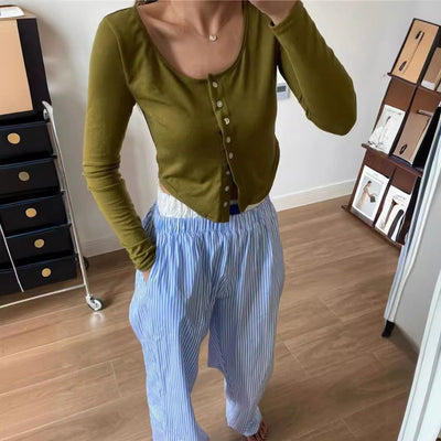 Gabrielle - Pantalon large à rayures verticales
