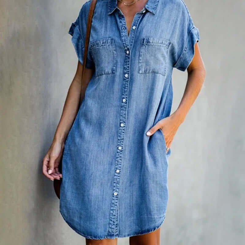 Camilla | Elegante vestido camisero vaquero para mujer