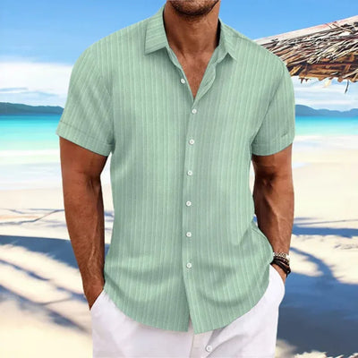 Camicia da uomo a maniche corte con bottoni a righe