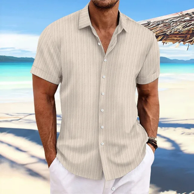 Camicia da uomo a maniche corte con bottoni a righe