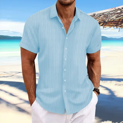 Camicia da uomo a maniche corte con bottoni a righe