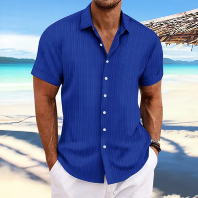 Camicia da uomo a maniche corte con bottoni a righe
