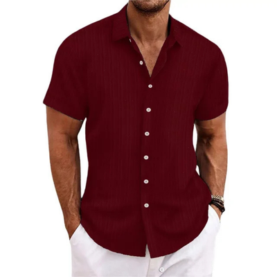 Camicia da uomo a maniche corte con bottoni a righe