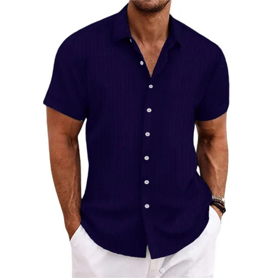 Camicia da uomo a maniche corte con bottoni a righe