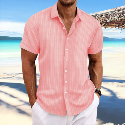 Camicia da uomo a maniche corte con bottoni a righe