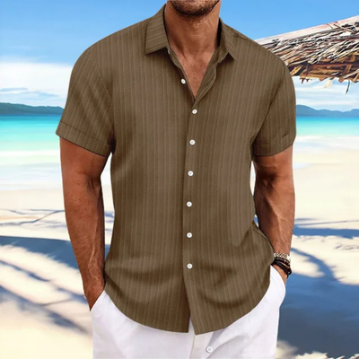 Camicia da uomo a maniche corte con bottoni a righe