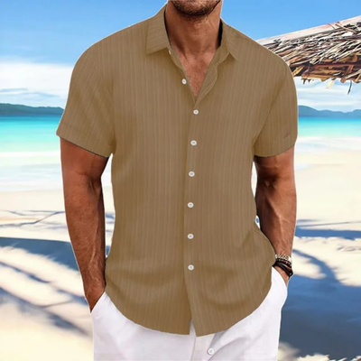 Camicia da uomo a maniche corte con bottoni a righe