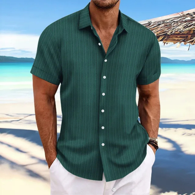 Camicia da uomo a maniche corte con bottoni a righe