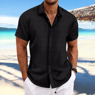 Camicia da uomo a maniche corte con bottoni a righe