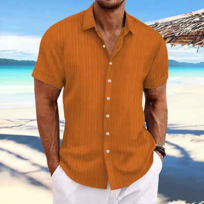 Camicia da uomo a maniche corte con bottoni a righe