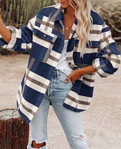 Camisa rústica de estilo escocés para mujer 