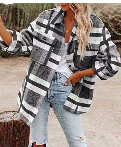 Camisa rústica de estilo escocés para mujer 