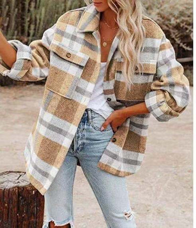 Camisa rústica de estilo escocés para mujer 