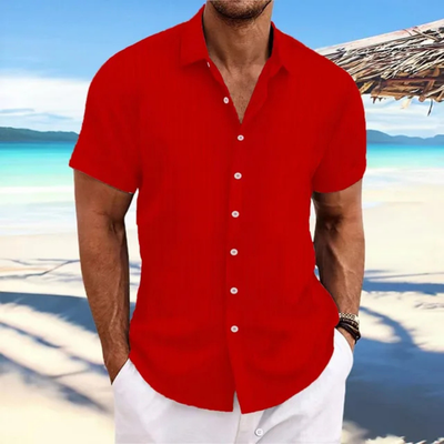 Camicia da uomo a maniche corte con bottoni a righe