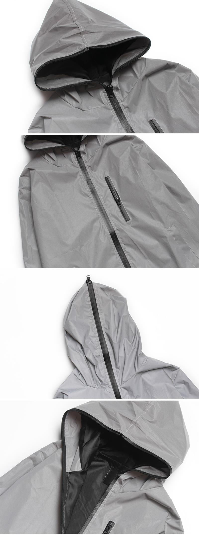 Chaqueta cortavientos impermeable reflectante con capucha para hombre