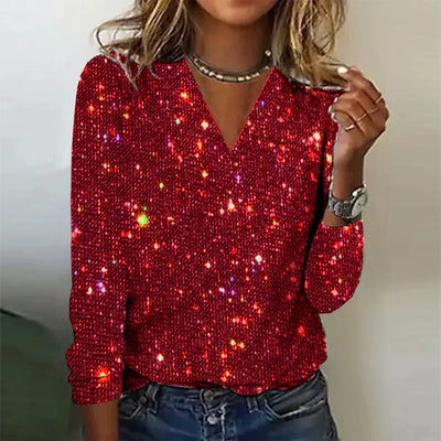 Priscilla - Maglia scintillante con scollo a V
