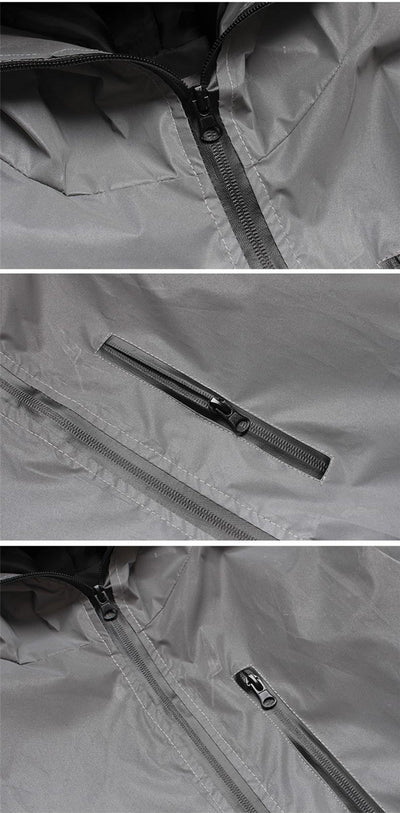 Chaqueta cortavientos impermeable reflectante con capucha para hombre