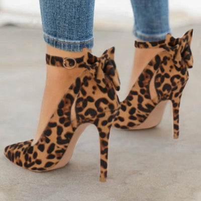 Tacones altos de moda para mujer, con tiras de lazo y puntas puntiagudas.
