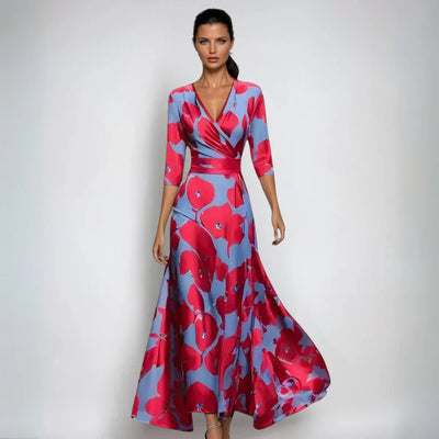 Emily | Elegante vestido cruzado con estampado floral