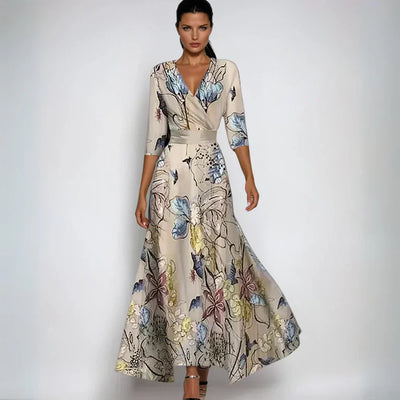 Emily | Elegante vestido cruzado con estampado floral