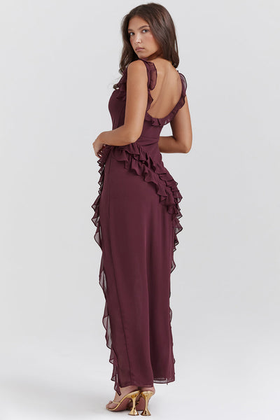 Abito Melantha da donna - Spalline regolabili - Dettaglio volant - Spacco alto - Taglio elegante