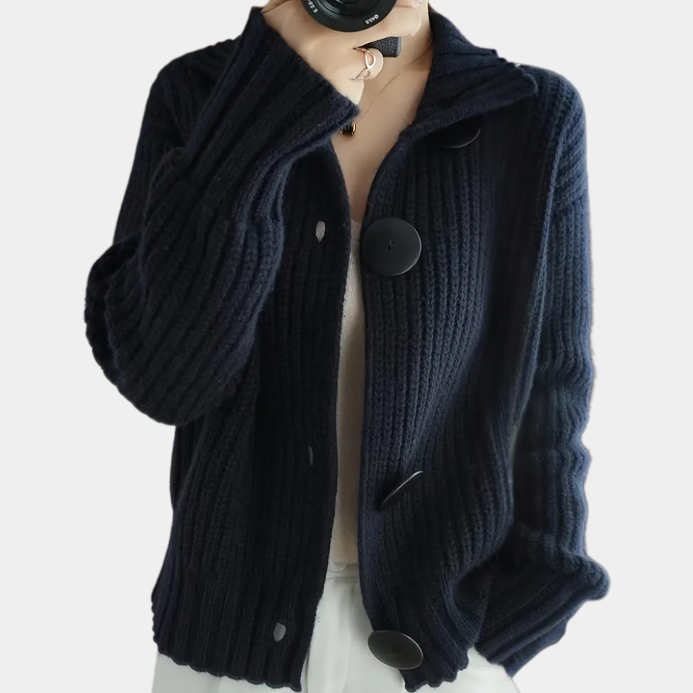 Cardigan da donna in maglia spessa con bottoni