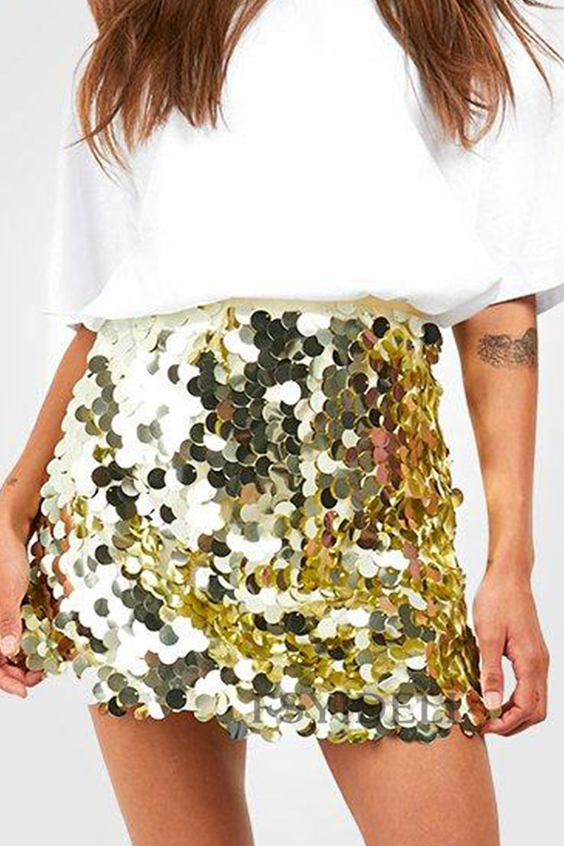 Mila - Jupe séduisante en tissu à paillettes de couleur unie