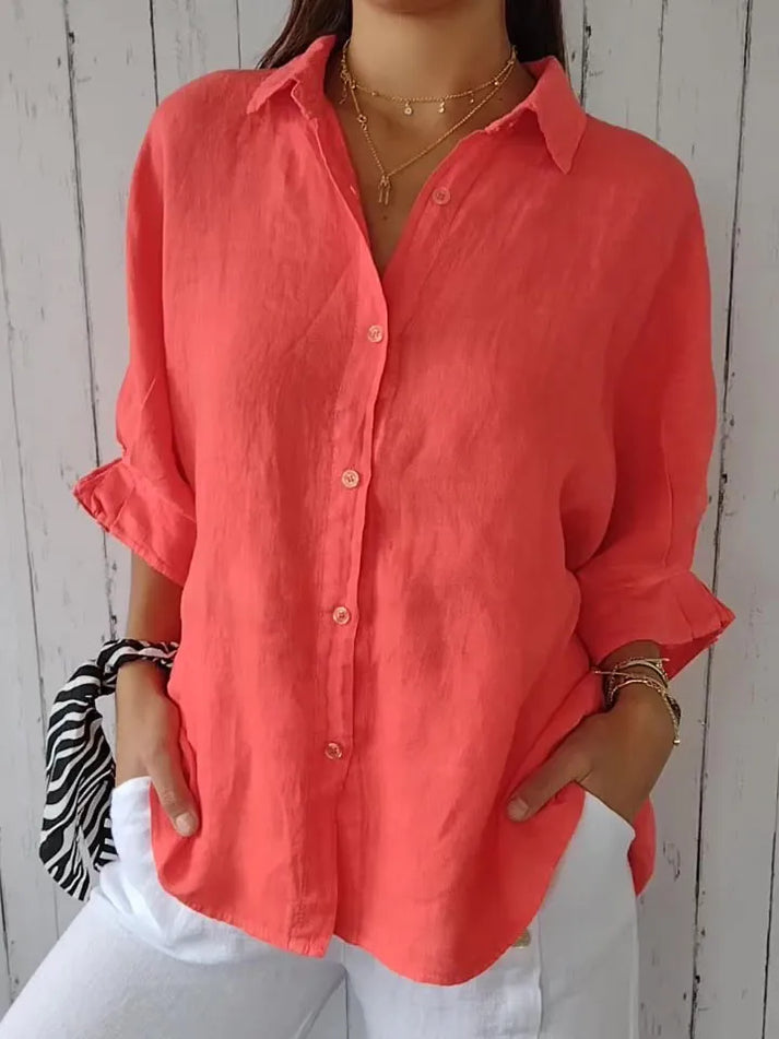 Naomi - Top casual da donna in lino