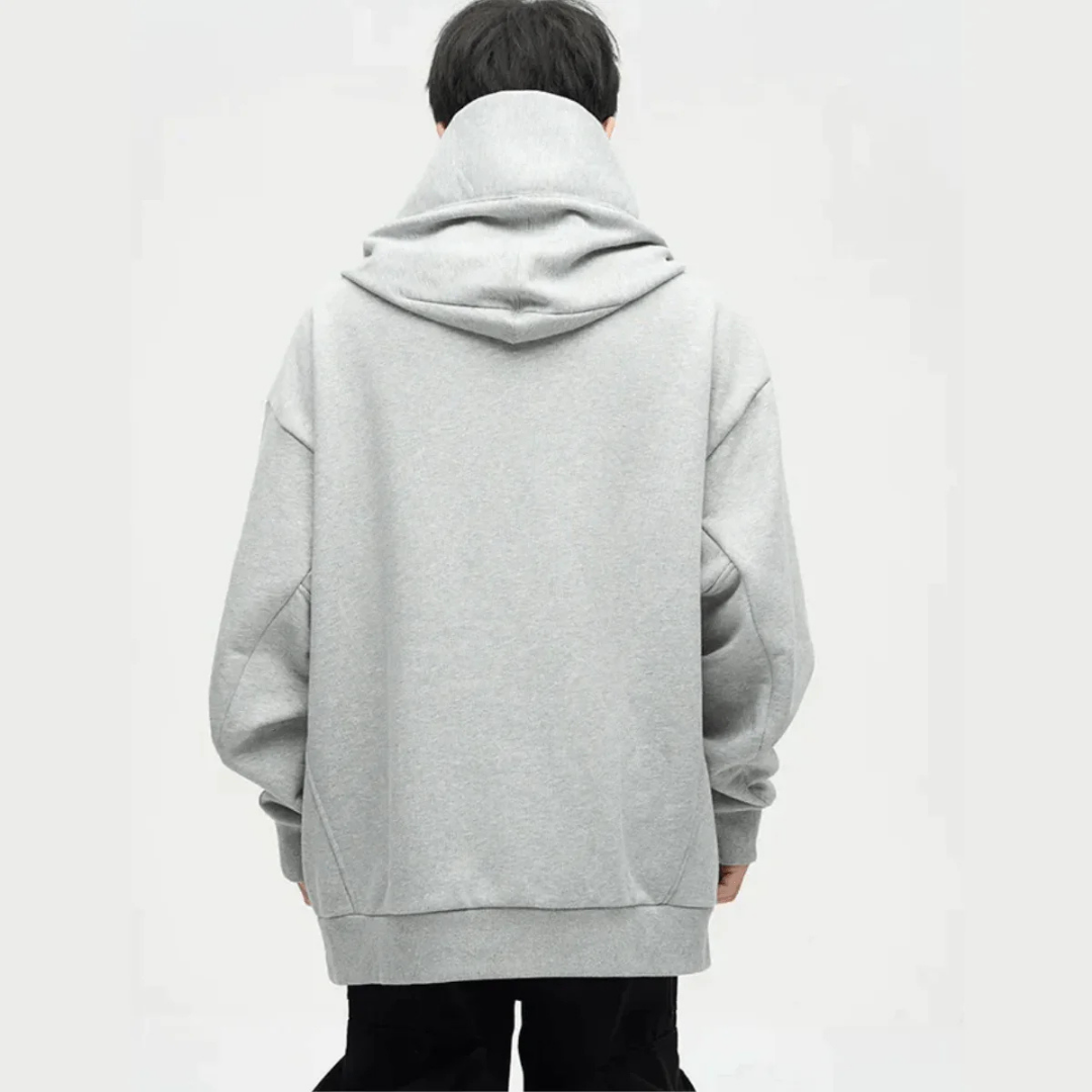 Sudadera con capucha extragrande de cuello doble para hombre | Cómoda