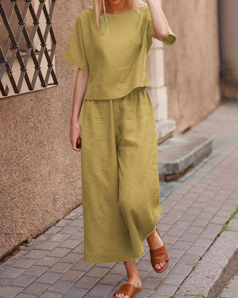 Ensemble haut et pantalon légers | Lin | Frais et confortable