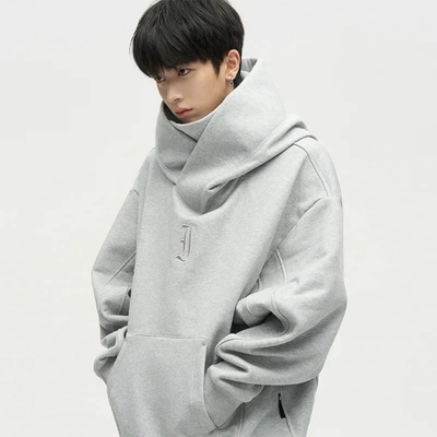Sudadera con capucha extragrande de cuello doble para hombre | Cómoda