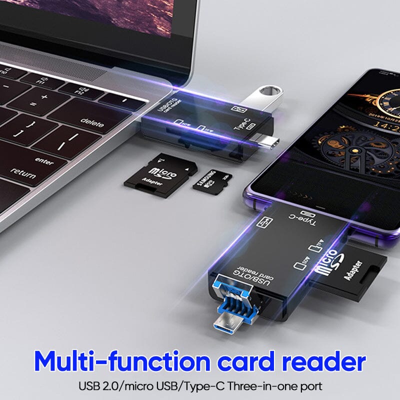 SnapBit | Lecteur de cartes mémoire multifonctions – Transfert de données rapide pour téléphones portables et ordinateurs portables