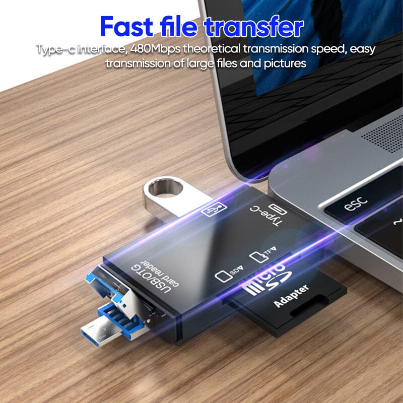 SnapBit | Lecteur de cartes mémoire multifonctions – Transfert de données rapide pour téléphones portables et ordinateurs portables