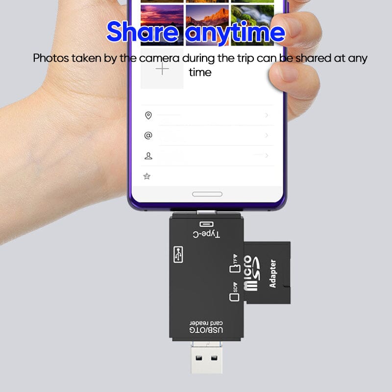 SnapBit | Lecteur de cartes mémoire multifonctions – Transfert de données rapide pour téléphones portables et ordinateurs portables
