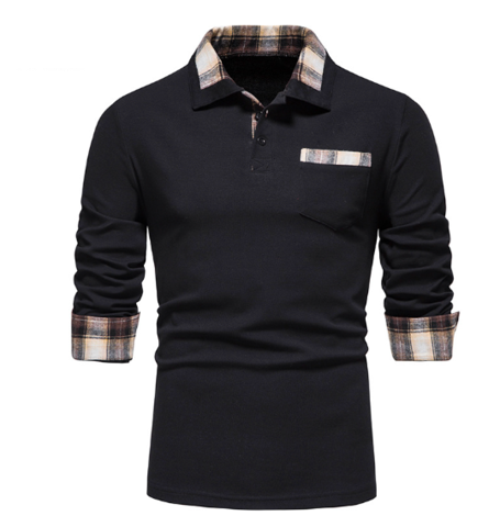 Tommy Polo | Polo à manches longues et col patchwork pour homme