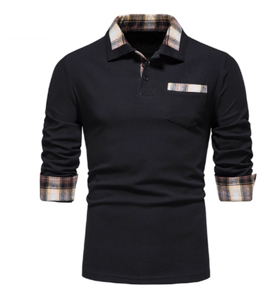 Tommy Polo | Polo à manches longues et col patchwork pour homme
