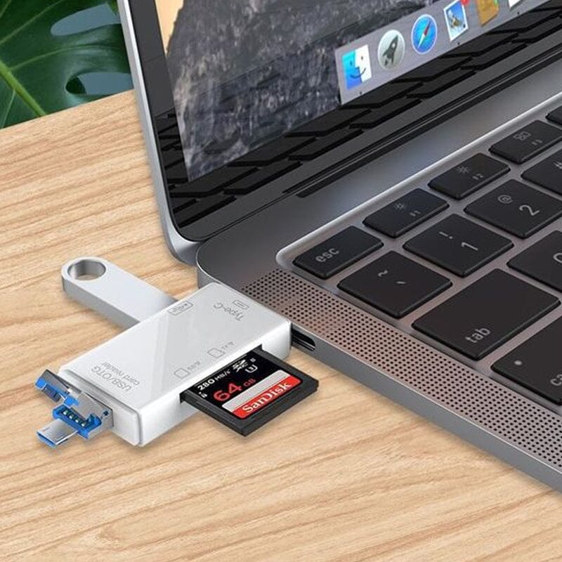 SnapBit | Lecteur de cartes mémoire multifonctions – Transfert de données rapide pour téléphones portables et ordinateurs portables