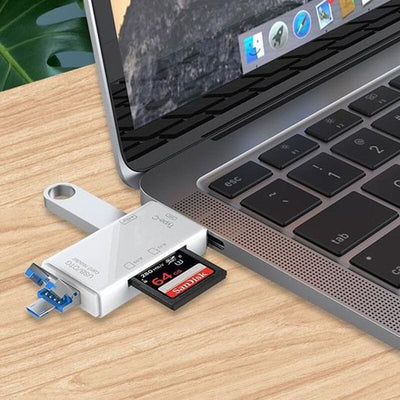 SnapBit | Lecteur de cartes mémoire multifonctions – Transfert de données rapide pour téléphones portables et ordinateurs portables