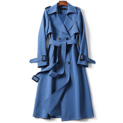 Elegant Long Trench avec ceinture - incontournable pour l'automne et le printemps